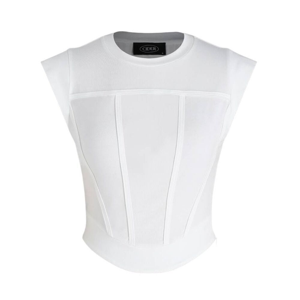 Cider Women's White Cotton / Spandex Corset Tank Top EUC